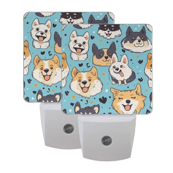 Cute Puppy Cartoon Picture LED Night Light with Smart Sensor Plug Into Wall Dusk to Dawn 2 packs