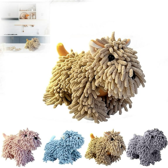 Cute Puppy Chenille Hand Towel, Cute Cartoon Dog Plush Fuzzy Ball Hand Towel, Super Absorbent Hanging Kitchen & Bathroom Towels for Kids, Soft Hand Drying Puff for Bath, Washstand