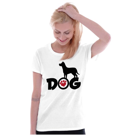 Cute Puppy Dog Animal Paw Print Womens Slim Fit Graphic Tee Brisco Brands X
