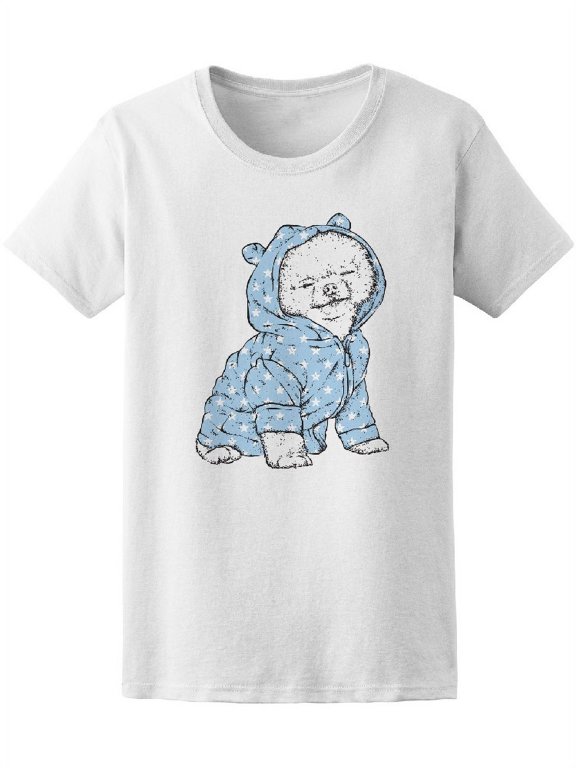 Cute Puppy Dog Wearing Pijamas T-Shirt Women -Image by Shutterstock, Female Large