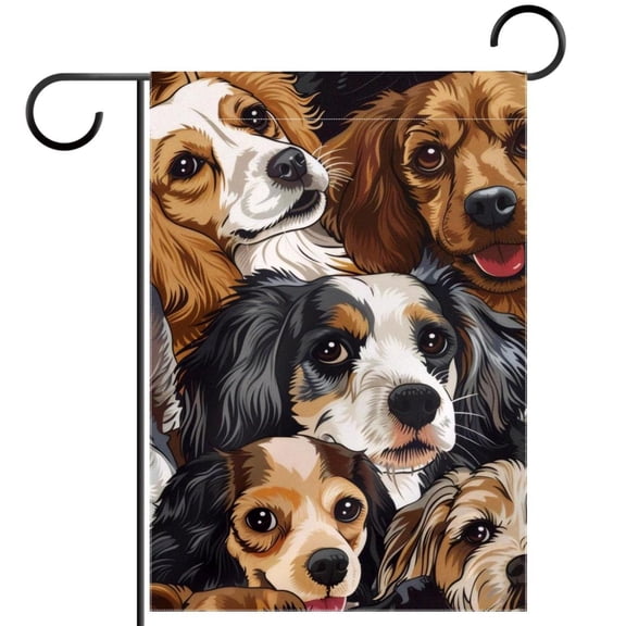 Cute Puppy Dogs Garden Flag Double Sided House Flag for Outdoor Home, Personalized All Year Round Yard Decor 12 x 18 Inch