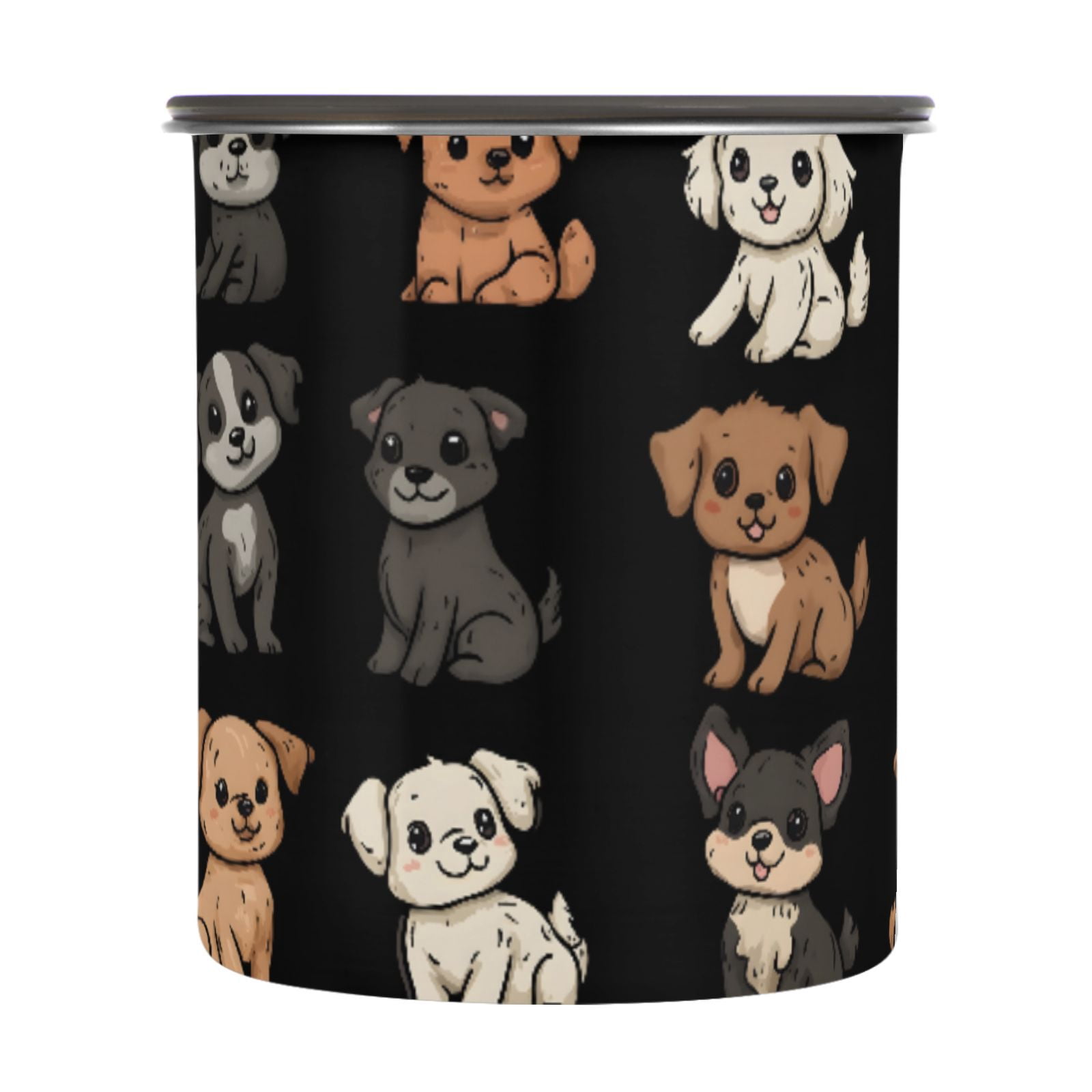 Cute Puppy Dogs Print Airtight Coffee Bean Canister 30oz Food Storage Containers with Lids For Gournd, Tea, Sugar, Flour, Rice, Cereal, Candy Cookie Jar