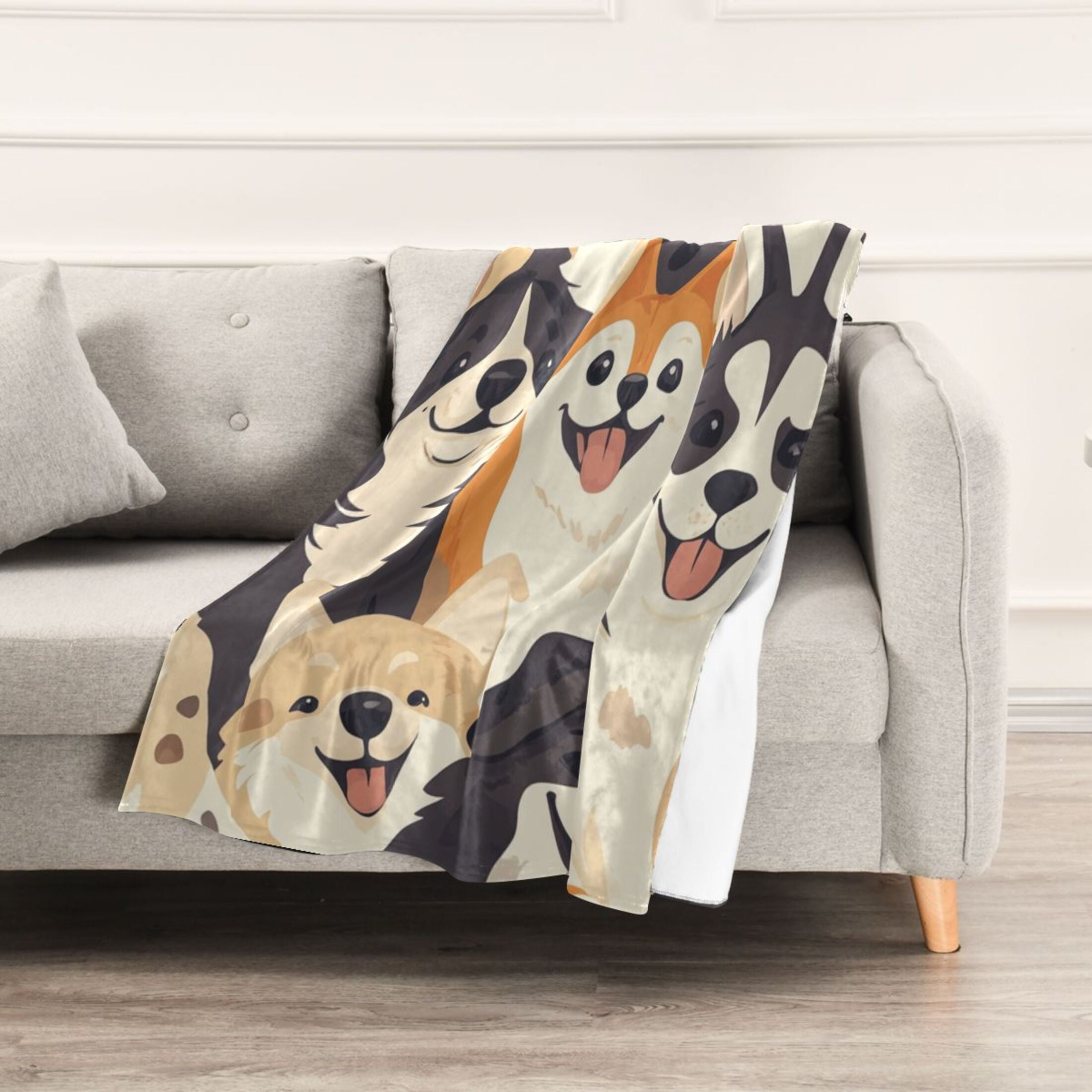 Cute Puppy Dogs Throw Blanket 60" x 90" Soft and Warm Blankets for Couch Sofa and Bed