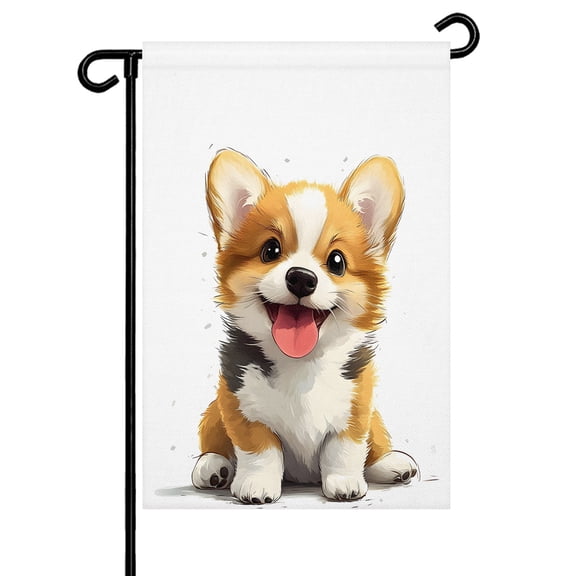 Cute Puppy Garden Flag 12x18 Inch Country Brown Cartoon Dog Double Sided Small Decorative Garden Flags for Outside, Outdoor Yard Porch Lawn Decoration