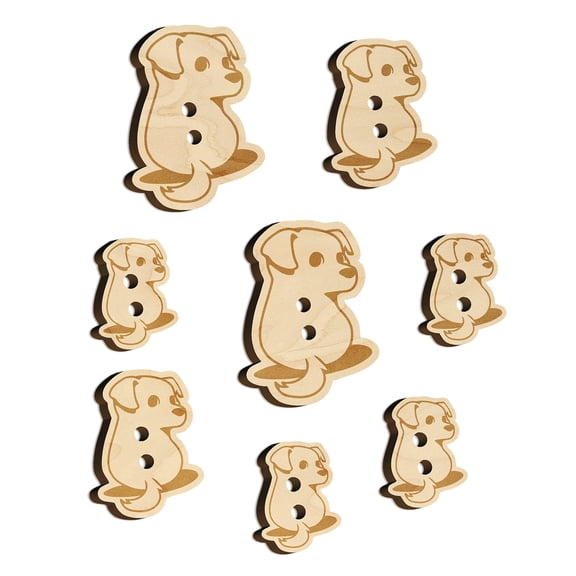 Cute Puppy Looking Back Wood Buttons for Crochet Knitting Sewing DIY Craft - 0.75 Inch Small (12pcs)