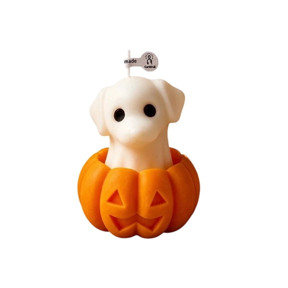 Cute Puppy Molded Scented Candle, Halloween Themed Soy Wax Decor Light, 2 Style Tabletop Aroma Figurine for Indoor Holiday Party Table Display