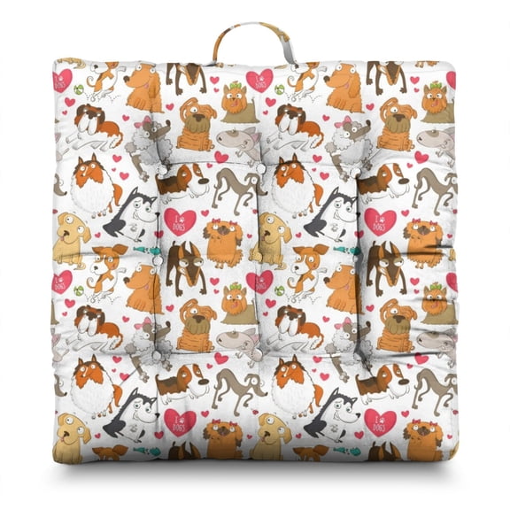 Cute Puppy Pattern Meditation Cushion - Oversized Square Tatami Mat with Sunlight Fluffing