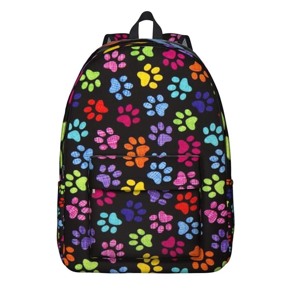 Cute Puppy Pattern School Backpack, Durable and Lightweight with Hand-Drawn Dog Graphic and Paw Print Design