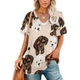 Cute Puppy Pattern T Shirts V Neck Short Sleeve Print Top Tees
