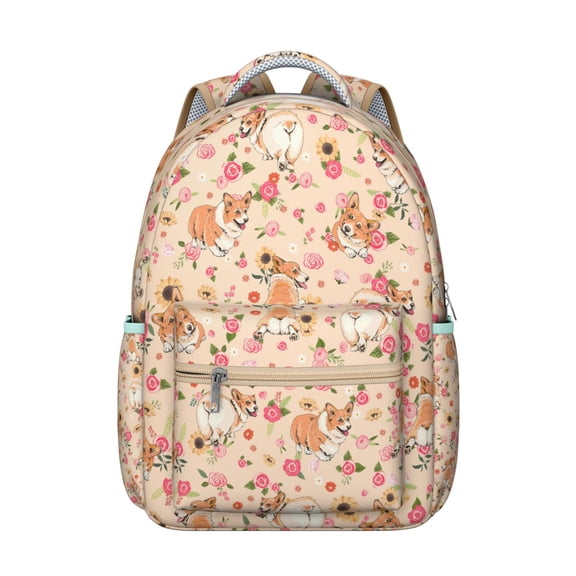 "Cute Puppy Print Backpack - Reliable School & Travel Essential, Dog Breed Specific Design Gift with Anti-Theft Back Pocket & Comfortable Handles"