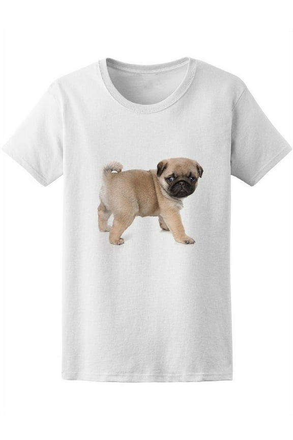 Cute Puppy Pug Graphic T-Shirt Women -Image by Shutterstock, Female Large