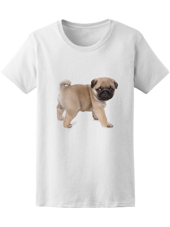 Cute Puppy Pug Graphic T-Shirt Women -Image by Shutterstock, Female Large