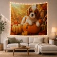 thumbnail image 1 of Cute Puppy on Pumpkin with Maple Leaves, Cozy Rustic Style for Dog Lovers, Harvest Wall Art, Housewarming Gift, Tapestry Wall Hanging for Bedroom, Living Room and Entryway, 1 of 7