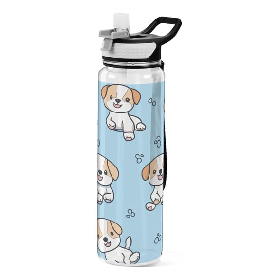 Cute Puppy Sports Water Bottle 32oz with Straw for Kids Travel Mug BPA Free Leak Proof for School