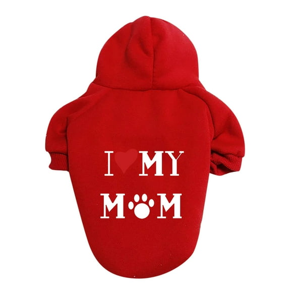 Cute Puppy Sweatshirt Winter Warm Hoodies Pet Pullover Small Cat Dog Outfit Dog Christmas Pet Apparel Clothes A1-Red 4XL