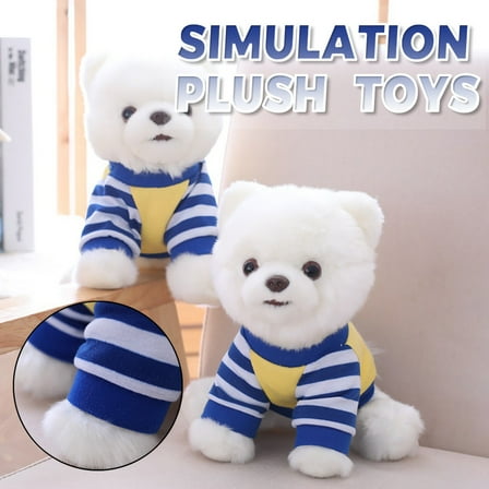 Cute Puppy Toy Dog Doll Dress Up Soft Stuffed Animal White Pet Play Companion for Kids