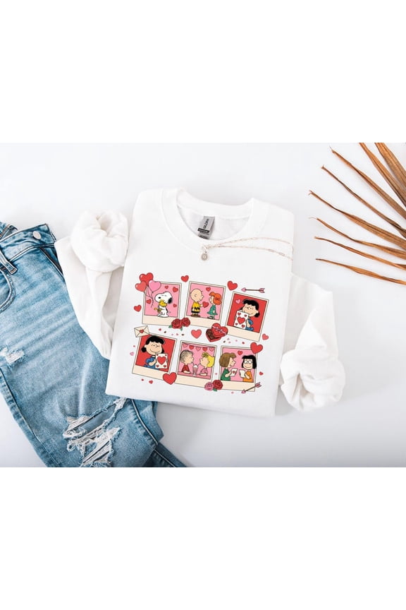 Cute Puppy Valentine And Friends Sweatshirt Or Shirt, Pink Heart Snoop Tee, Heart Balloon Cartoon Sweater, Couple Love Hoodie