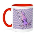 thumbnail image 1 of 3dRose, Cute Purple and Pink Squid, 15oz Two-Tone Red Mug, 1 of 7