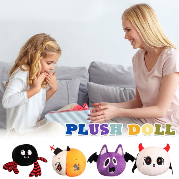 Cute Purple Bat Plush Toy Halloween Decorations, Soft Round Bat Stuffed Animal with Black Wings, Adorable Birthday Gifts for Girl Boy Kids and Adult