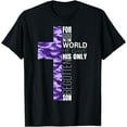 thumbnail image 1 of Cute Purple Camo Christian Cross Gifts Women Men Kids Verse T-Shirt, 1 of 4