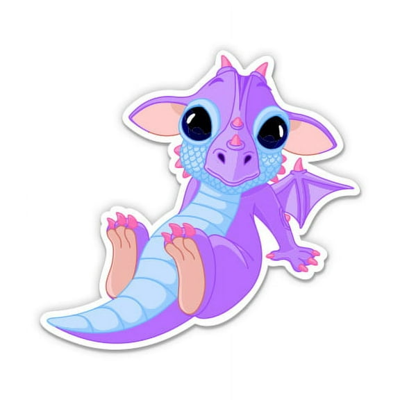 Cute Purple Dragon - 3" Vinyl Sticker - For Car Laptop I-Pad Phone Helmet Hard Hat - Waterproof Decal