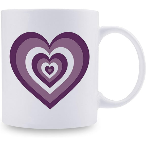Cute Purple Heart Aesthetic 11oz Coffee Mug - Love You Mug Christmas Mug Birthday Gifts for Women Mom Girlfriend Aunt Sister Coworker