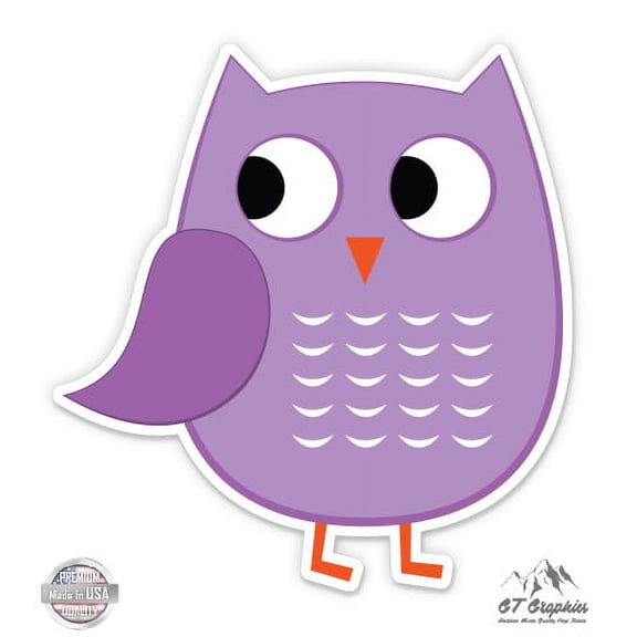 Cute Purple Owl Hoot - 3" Vinyl Sticker - For Car Laptop I-Pad Phone Helmet Hard Hat - Waterproof Decal