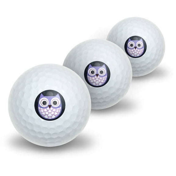 Cute Purple Owl Novelty Golf Balls, 3pk