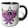 thumbnail image 1 of 3drose, Cute Purple People Eater Monster Cartoon Character, 11oz Two-tone Black Mug, 1 of 6
