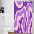 thumbnail image 1 of Cute Purple Shower Curtain, Aesthetic 72s Abstract Wavy Swirl Shower Stall Curtain Set with Hooks, Retro Boho Funky Bathroom Accessories Fabric Bath Curtains 36 x 72 Inch, 1 of 1