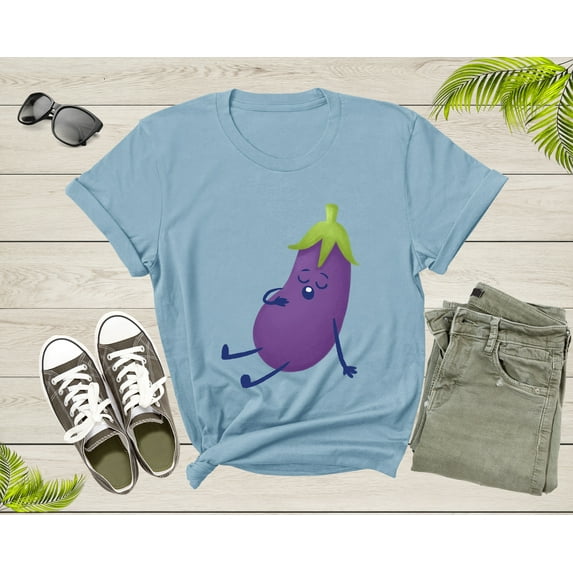 Cute Purple Sleeping Eggplant Vegetable Vegetarian Resting T-Shirt Eggplant Lover Gift T Shirt for Men Women Kids Boys Girls Graphic Tshirt