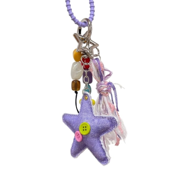 Cute Purple Star Beaded Keychain Summer Fashion Accessory Gift For Women
