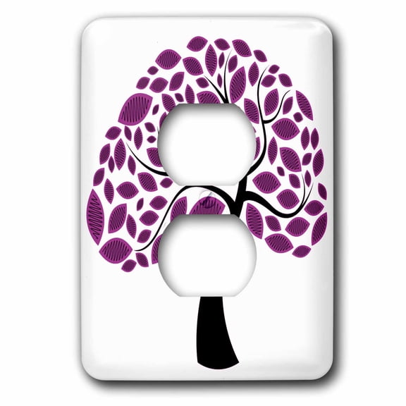 Cute Purple and Black Contemporary Tree on White Background 2 plug outlet cover lsp-101627-6