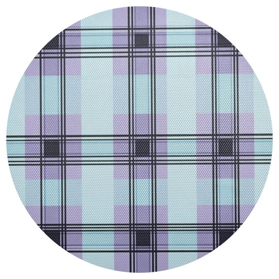 Cute Purple and Black Plaids PVC Round Grid Placemat Table Mat 1 Pc 15.4" x 15.4"