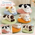 thumbnail image 1 of Cute Purring Sleeping Cat Plush Soft Cushion Stuffed Animal Doll Comforting Hugging Pillow Desktop Ornament Decorative Accents Gift for Teens Friends Coworkers , 1Pack A, 1 of 7