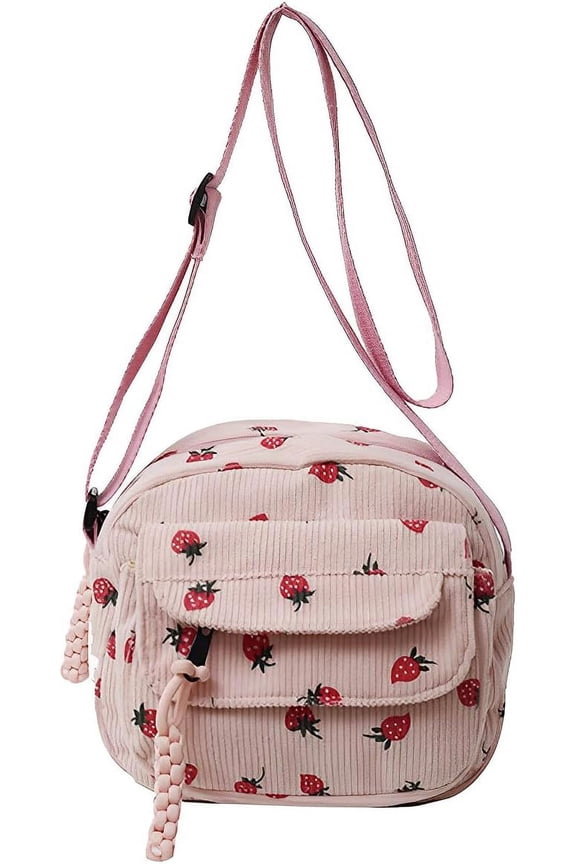 Cute Purses for Women Strawberry Bag Corduroy Tote Bag for Women Messenger Bag Cute Crossbody Bags Handbags