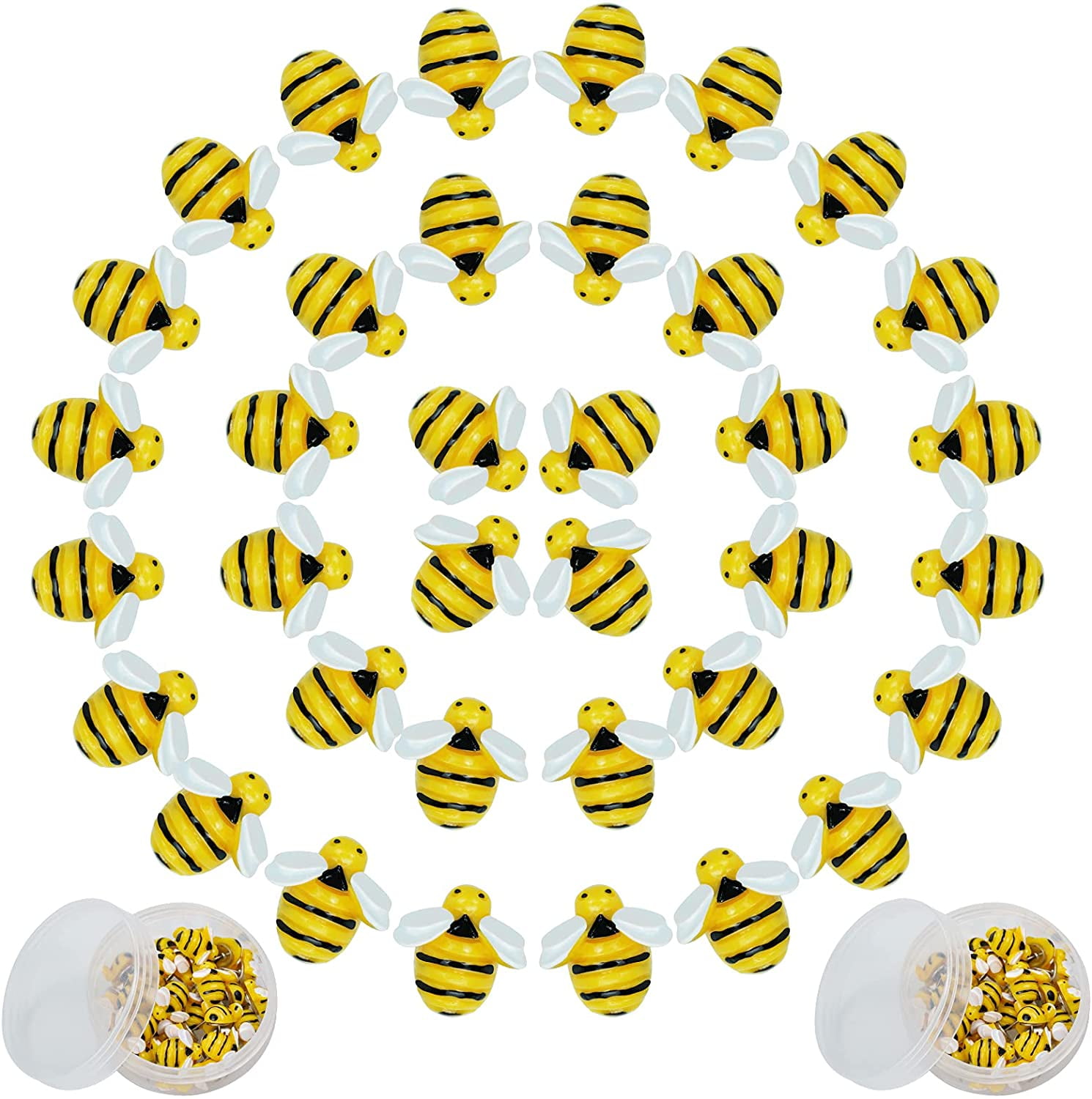Cute Push Pins Bees Hive Decor - 60 Pieces, Bumblebee Office Classroom Border Decor, Thumb Tack Bumble Bee Decorations Corkboard & Sunflower Bulletin Board Border, Crafts Office Supplies