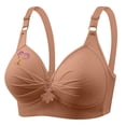 thumbnail image 1 of Cute Push Up Bralettes for Women Plus Size Full Coverage Wireless Bras Underwear Soft Ruched Support T-Shirt Bra, 38/85BC Brown, 1 of 4