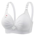 thumbnail image 1 of Cute Push Up Bralettes for Women Plus Size Full Coverage Wireless Bras Underwear Soft Ruched Support T-Shirt Bra, 44/100BC White, 1 of 4