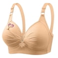 thumbnail image 1 of Cute Push Up Bralettes for Women Plus Size Full Coverage Wireless Bras Underwear Soft Ruched Support T-Shirt Bra, 48/110BC Beige, 1 of 4
