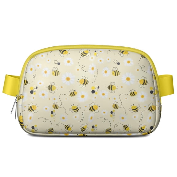 Cute Queen Bee Print Belt Bag – Artistic Hive and Honey Waist Pack for Women with Cartoon Bumble Bee Design