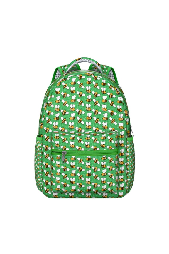 Cute Queen Bee Student Backpack Waterproof Scratch-Resistant School Bag with Honeycomb Print Design, Breathable Foam Padding, Adjustable Shoulder Straps, Ideal for Travel and Outdoor Use