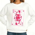 thumbnail image 1 of Cute Queen Of Hearts Womans Print Sweatshirt Graphic Sweatshirt White Black S-3XL Valentine Cozy Pullover Tops, 1 of 4