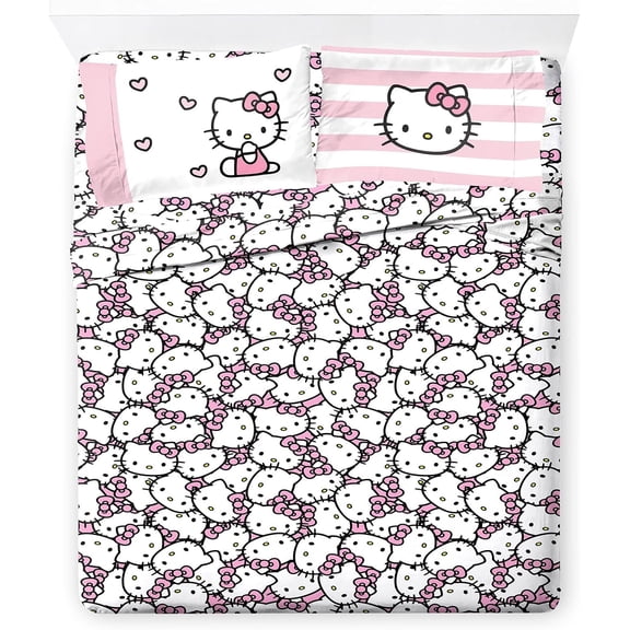 Cute Queen Sheet Set 4 Piece Breathable Super Soft Microfiber Machine Washable Deep Pocket Fitted Sheet with 2 Pillowcases Pink