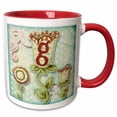 thumbnail image 1 of 3drose, Cute Quirky Flowers Monogram Letter G, 11oz Two-tone Red Mug, 1 of 6