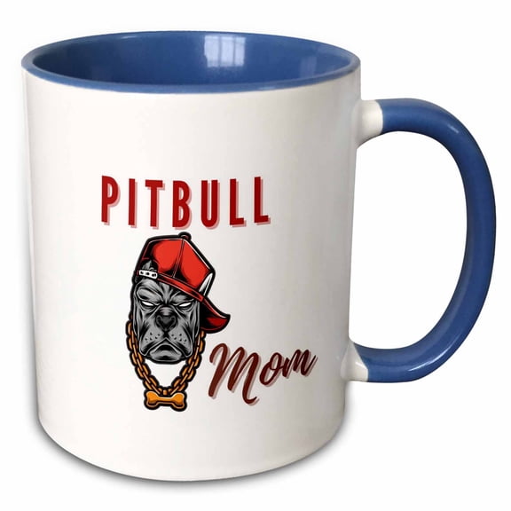 3drose, Cute Quotes About Pet with a Text of Pitbull Mom, 11oz Two-tone Blue Mug