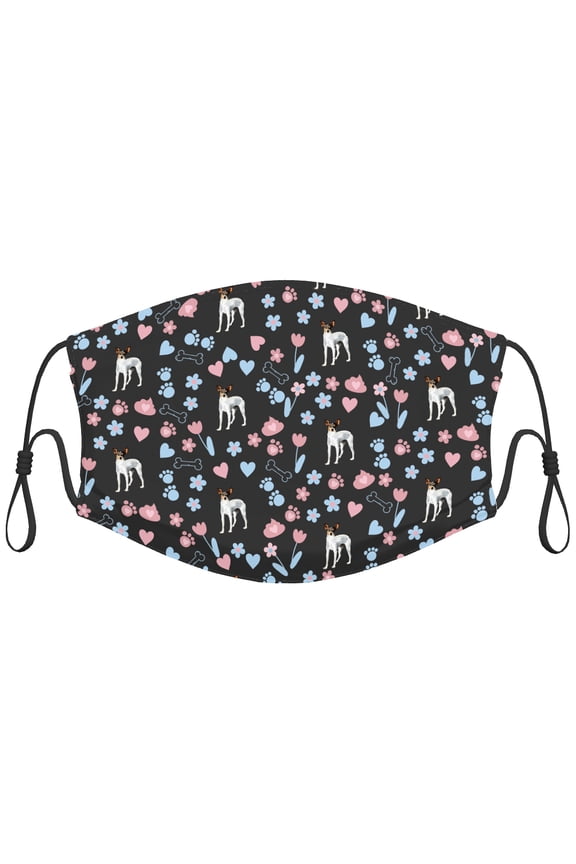 Cute RAT Terrier Dog Graphic Printed Cloth Face Masks Reusable Washable Adjustable for Adults (1 PCS)