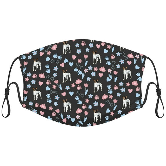 Cute RAT Terrier Dog Graphic Printed Cloth Face Masks Reusable Washable Adjustable for Adults (5 PCS)