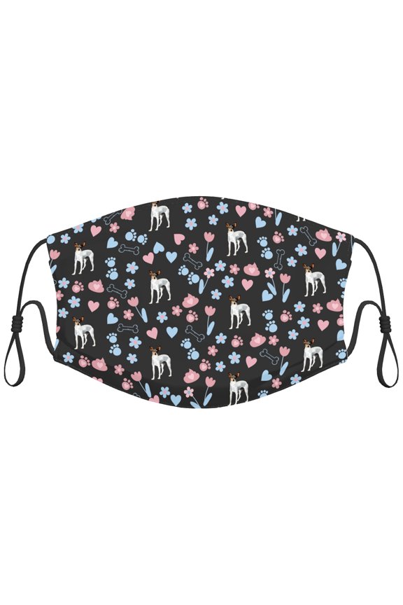 Cute RAT Terrier Dog Graphic Printed Cloth Face Masks Reusable Washable Adjustable for Child (10 PCS)