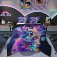 thumbnail image 1 of Cute Rabbit Bedding Queen Size Purple Galaxy Comforter Set Queen, Blue Butterfly Duvet Insert Kawaii Bunnies Quilt Set, Univers Glitter Stars Bedding Comforters & Sets, 1 of 7
